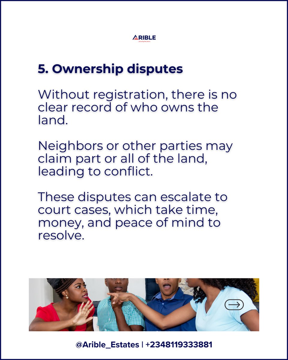 Arible_Estates's tweet image. Selling unregistered land can come with serious legal consequences. Know the risks before making a move. ⚠️

#knowledgeiskey
#AribleGroup
#realestate
#viralpost2026シ