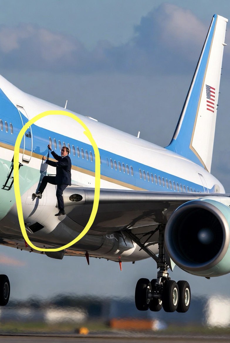 BREAKING: Nigel Farage spotted trying to board Air Force One to meet The President.