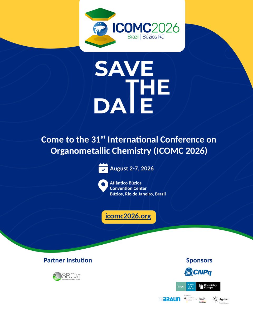 icomc2026's tweet photo. Búzios, Brazil is calling! 🇧🇷

Join us for ICOMC 2026 at the Atlântico Búzios Convention Center from August 2-7. Science, innovation, and an incredible coastal setting await! 🔬✨
See you there!

#ICOMC2026 #OrganometallicChemistry #Buzios https://t.co/Fhnw3pvif1