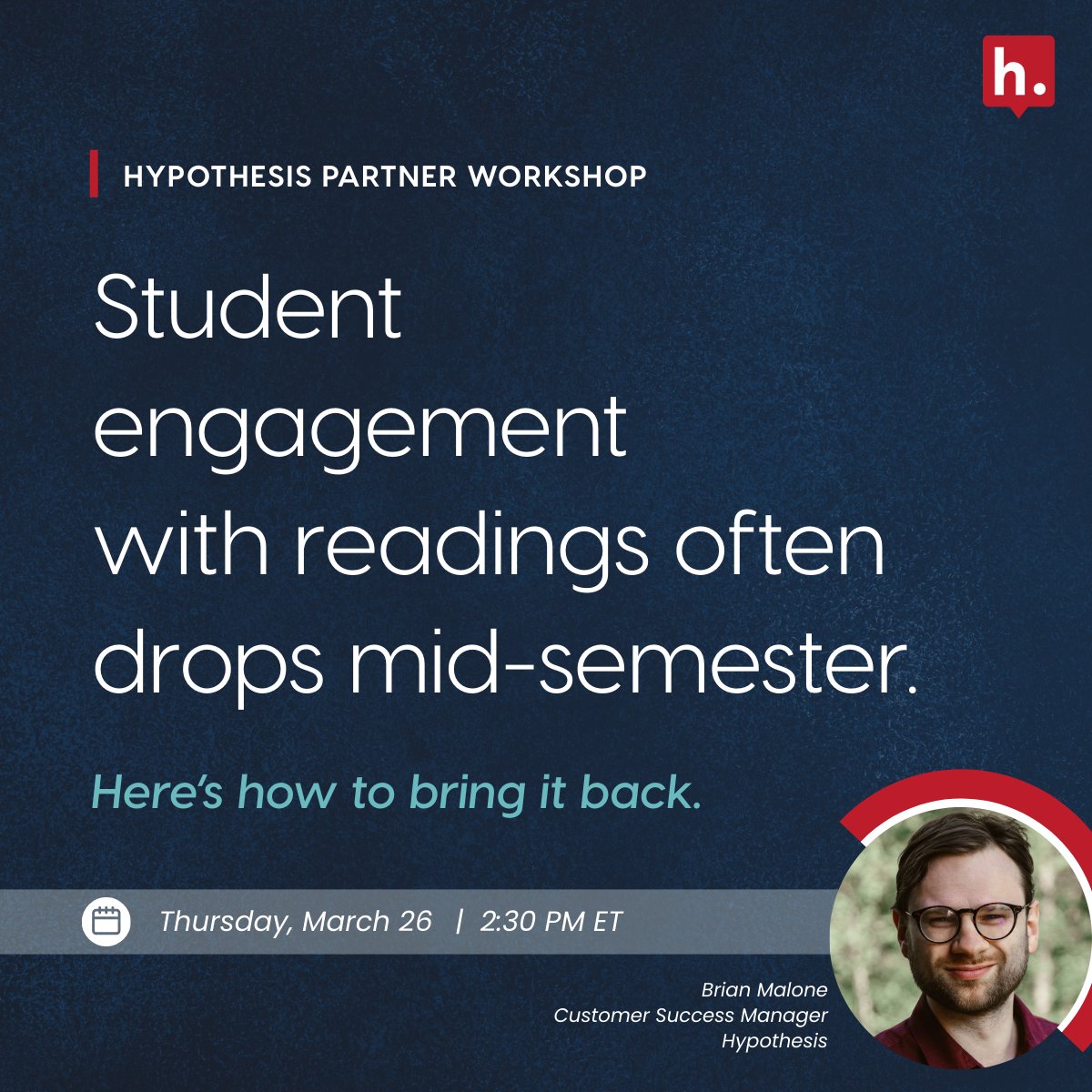 hypothes_is's tweet photo. Student engagement with readings often drops mid-semester.
Learn how social annotation can help bring students back into the conversation.
📅 March 26 | 2:30 PM ET
👉 Register here: https://t.co/R1TKIIwU6M

#HigherEd #StudentEngagement #InstructionalDesign #EdTech https://t.co/3TAcRpOsej