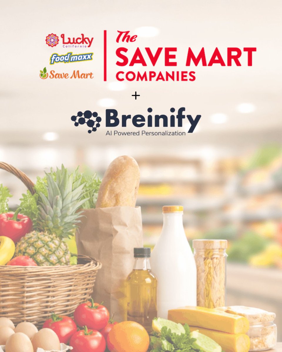 breinify's tweet photo. SaveMart uses Breinify to power dynamic, store-level email personalization.

Grocery moves fast:
• promotions change weekly
• pricing varies by store
• inventory shifts constantly

Breinify ensures every shopper sees the right promotion.

#retailAI #personalization #grocery https://t.co/LObQ5jPLpA