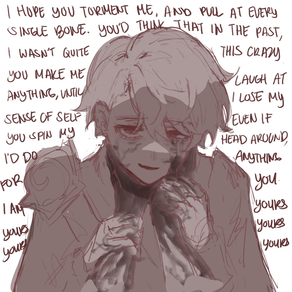 (self indulgent doodle) 

putting sorcevalier in my favorite song 😋 this is through tsukasas pov so yass i like my ship a lil obsessed and full of yearning