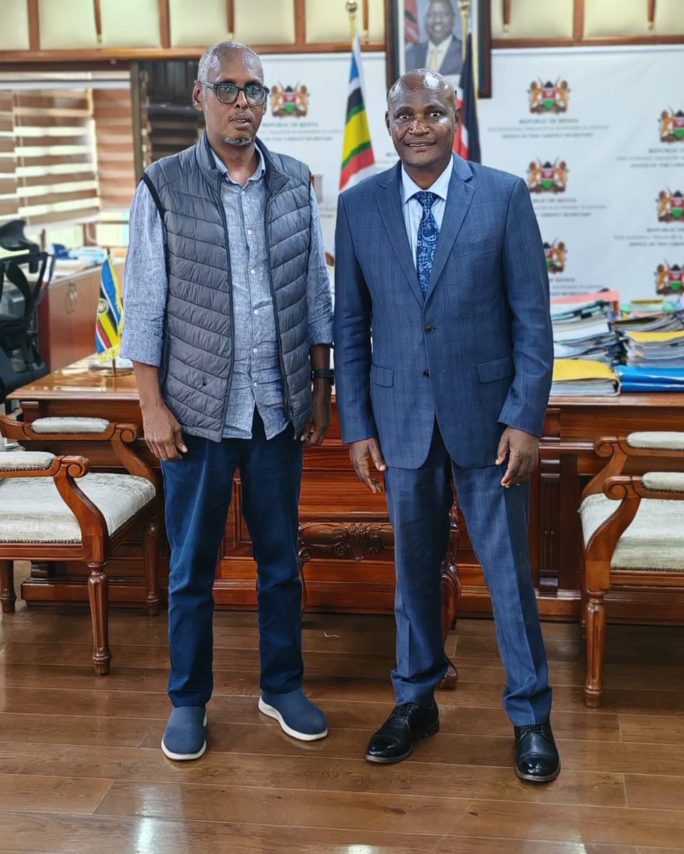 Today Major Idris Abdirahman, the incoming Nyali MP, paid a courtesy visit to his good friend Hon. John Mbadi, Cabinet Secretary for the National Treasury and Economic Planning
They discussed Kenya’s economic outlook, national planning priorities and policies needed for sustain