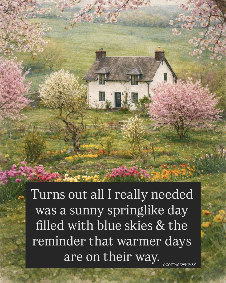 KQuickAuthor's tweet image. I think we could all use several springlike days, after the winter we've had.

#springlike #warmerweather #enoughwinter #winterblues #amreading #kathryquickbooks #kathyequickbooks kathrynquick.com

📷fb/Cottage Whimsy page