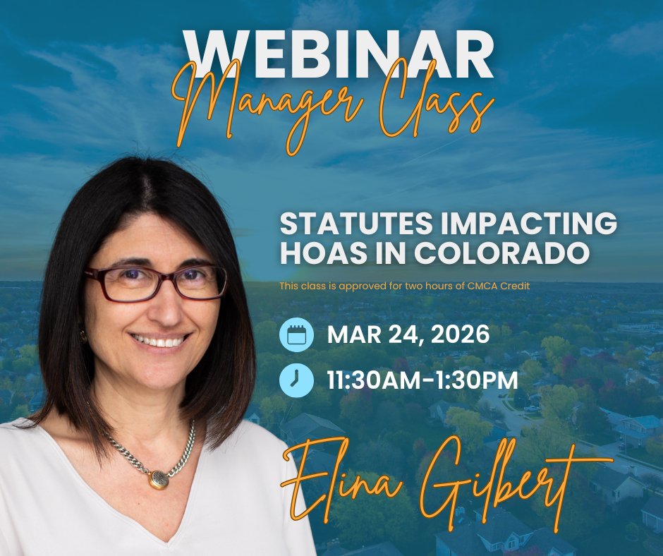 As a board member or manager, you hear a lot about the statutes that impact HOAs in Colorado, but how do they really apply to your associations? Elina Gilbert will illustrate current laws and what you need to know in her upcoming in-depth webinar! altitude.law/events/statute…