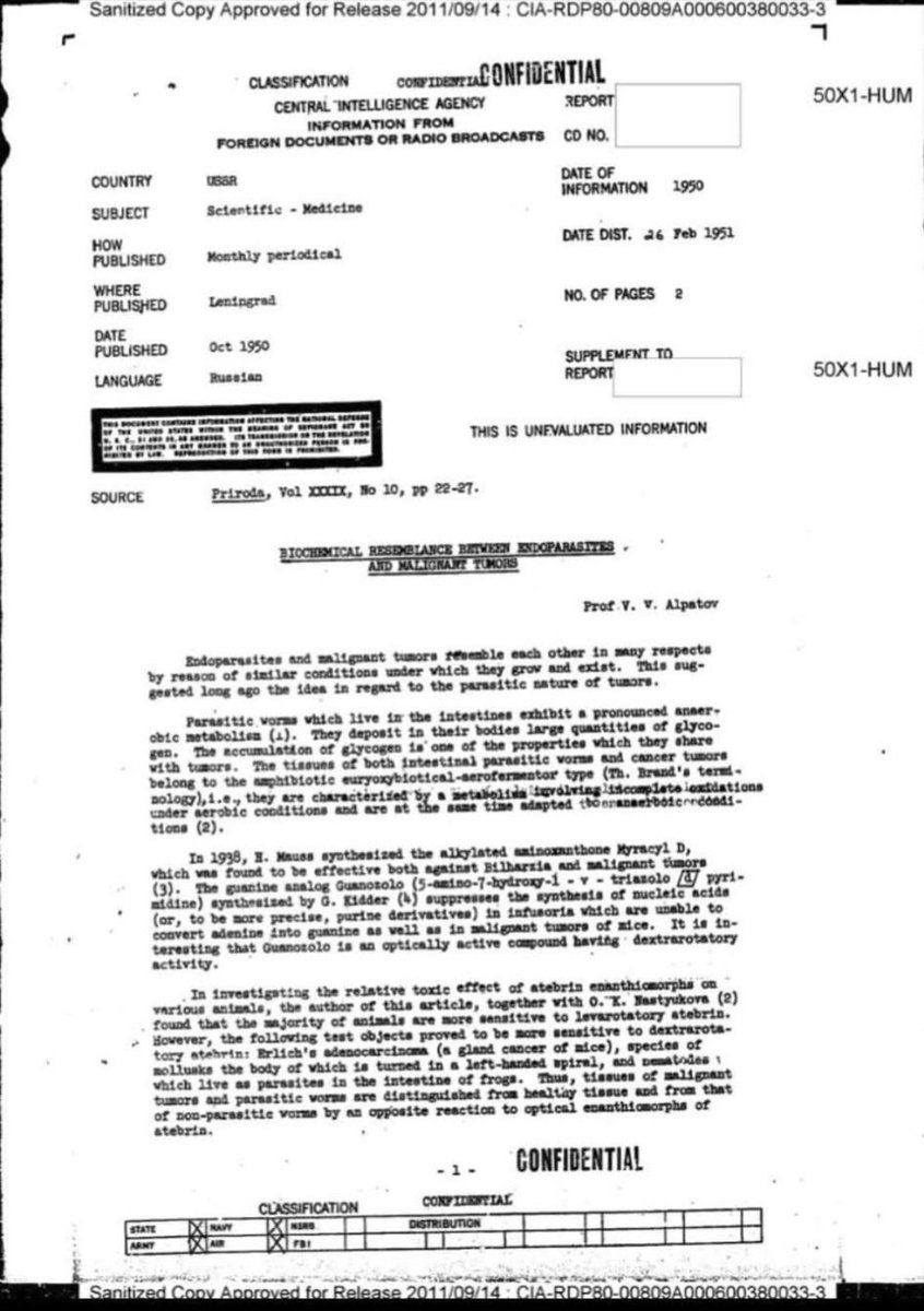 A CIA escondeu durante 60 anos um documento  que prova que o câncer tem cura.
Qual o motivo?
Proteger a indústria da "saúde", as BIG pharmas e os criadores delas
Quer mais?
O CÂNCER TAMBÉM FOI FABRICADO POR ELES
logo essa notícia virá também!
(como SEMPRE falamos)
Quem está por