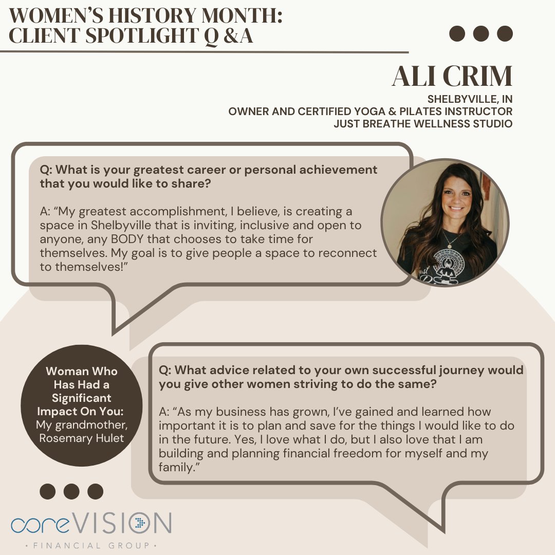 coreVISIONFG's tweet photo. Women’s History Month Spotlight: Ali Crim
This month, we’re celebrating inspiring women who are making an impact in their industries and communities. For our first spotlight, we had the opportunity to learn more about Ali's journey and advice she has for others. See below. https://t.co/TJ2nLgvY0M