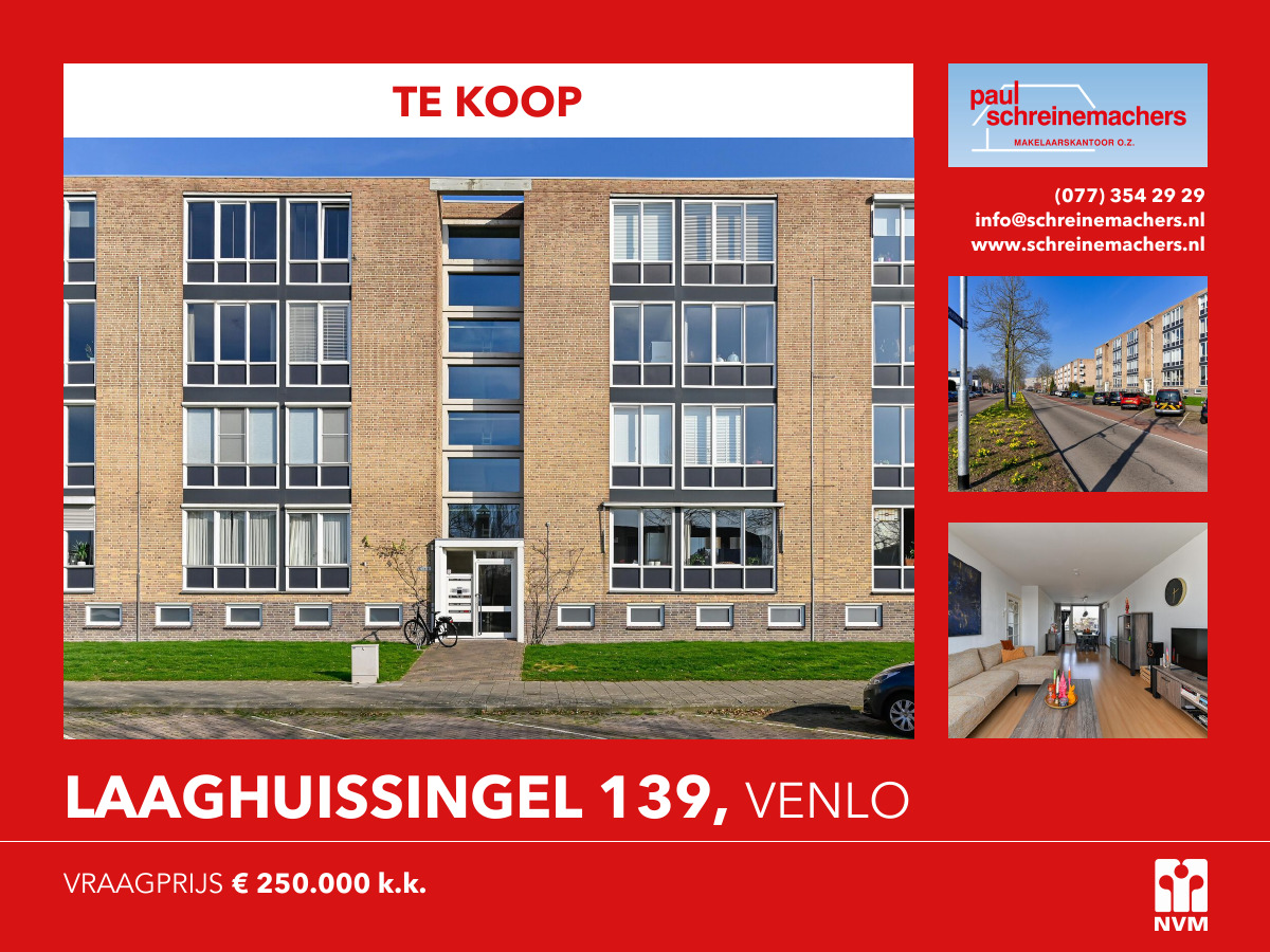 ❗NIEUW IN DE VERKOOP❗
Laaghuissingel 139, Venlo
Vraagprijs €250.000,- k.k.

Nabij het centrum van Venlo, supermarkten en scholen gelegen appartement op de derde verdieping met balkon op het oosten.

schreinemachers.nl/woningen/laagh…