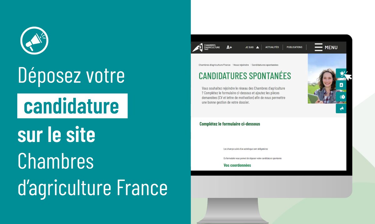 ChambagriFrance's tweet image. #Emploi | Vous souhaitez rejoindre le réseau des Chambres d’agriculture ? ✨💼

Une nouvelle page dédiée aux candidatures spontanées est désormais disponible sur le site de Chambres d’agriculture France.

👉 Accéder à la page de candidature spontanée : chambres-agriculture.fr/nous-rejoindre…