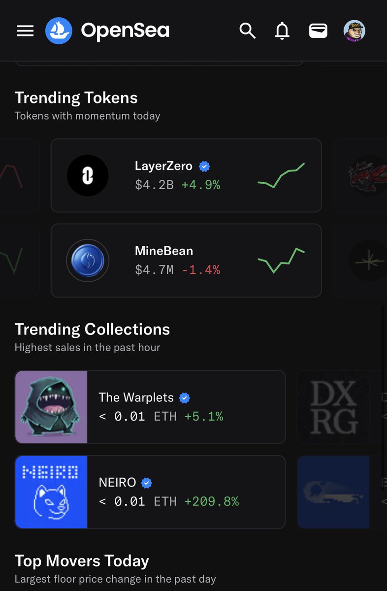 neironft's tweet photo. Congratulations to neiro  holders!! 

We are trending on @opensea 
Get ready for our next chapter. 

Good chance to buy now. 

Woof woof 🐶 

https://t.co/z0WfXeVfOA https://t.co/rHOqRMh6uT