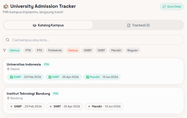 wordgenic's tweet photo. please welcome "anak" pertama gue:  

🚀 https://t.co/IBpYj7MUvB 🚀

all-in-one tracker yg isinya:  
> list deadline daftar kampus indonesia 
> tracker beasiswa DN &amp; LN 
> scheduling IETLS &amp; lainnya!

solusi yng lahir untuk bantu siswa SMA di Indonesia

gas cobain dulu gaes! https://t.co/YAbzQzuB4T