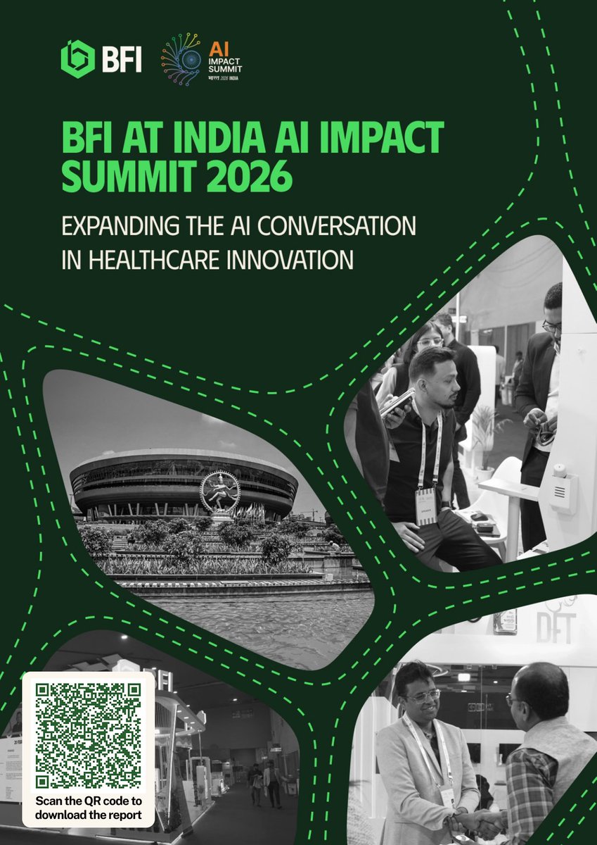 BFI_Impact_'s tweet photo. The India AI Impact Summit 2026 Impact Report is now live.

At the summit, BFI played a central role in advancing the conversation on AI enabled healthcare innovation in India. Through the BFI Pavilion, we brought together leading biomedical startups, researchers, investors and policymakers to spotlight solutions that are moving from research to real healthcare impact.

This report captures the innovations showcased, the partnerships initiated and the momentum built toward strengthening India’s AI driven healthcare ecosystem.

Read more: https://t.co/xK0vZvpPzx