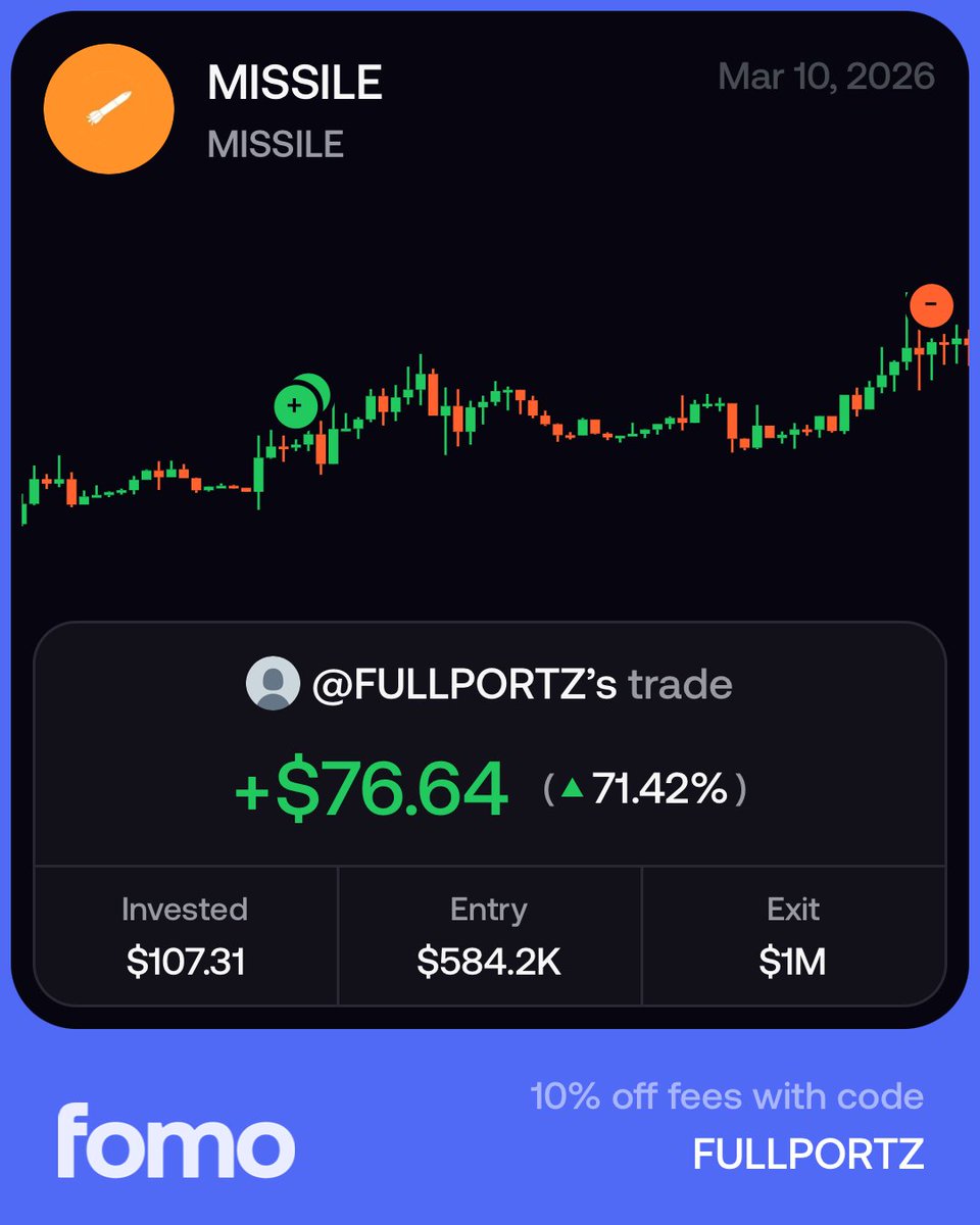 DaddyPump78486's tweet photo. Trade with me on fomo and get 10% off fees!

https://t.co/W54kaXqRc0 https://t.co/WTvqVRcvDp