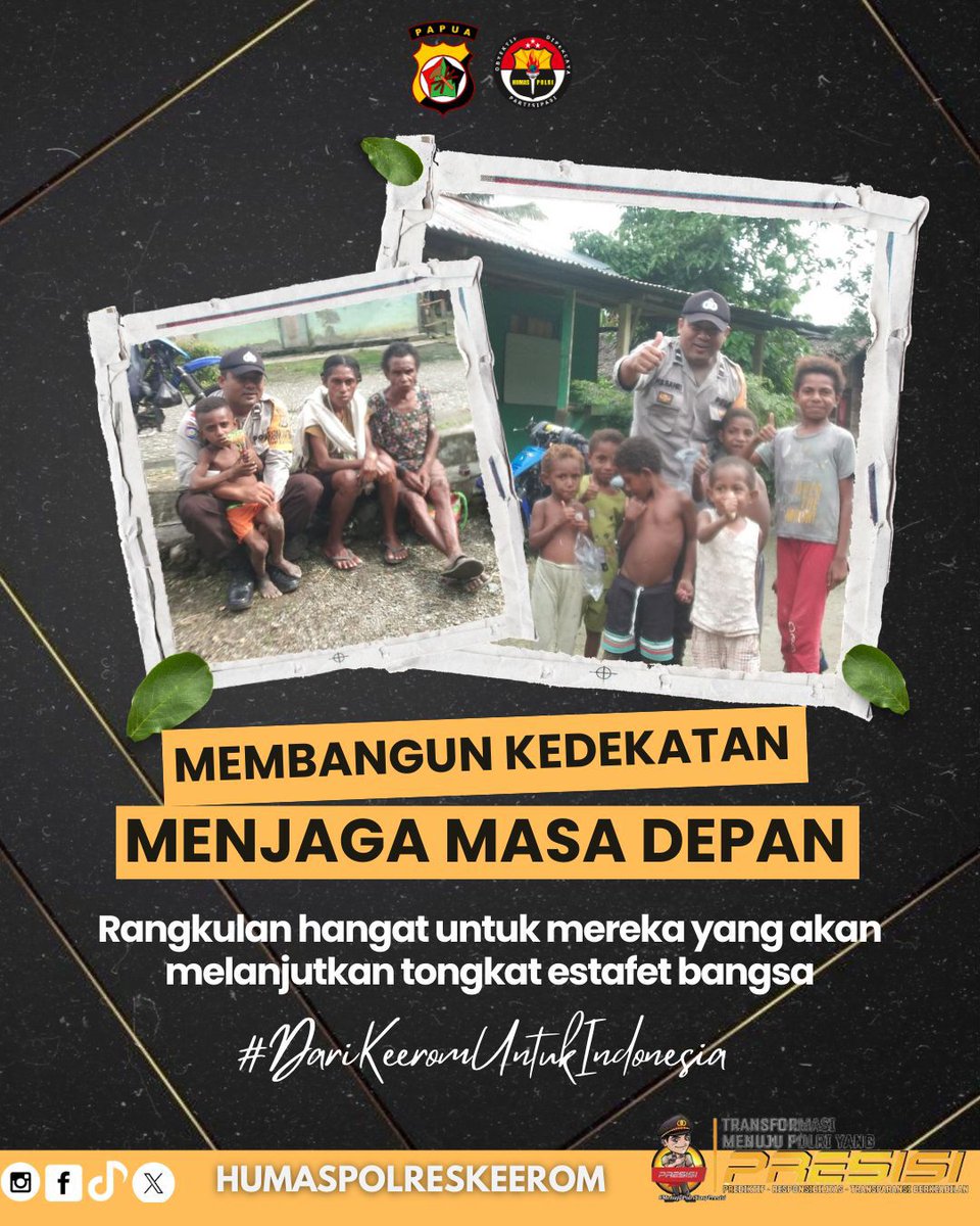 Membangun Kedekatan, Menjaga Masa Depan.

Hadirnya Polri di tengah masyarakat bukan sekadar menjaga keamanan, tapi juga merajut kasih dan harapan bersama generasi penerus bangsa di tanah Keerom. Senyum mereka adalah energi kami untuk terus mengabdi.

#DariKeeromUntukIndonesia