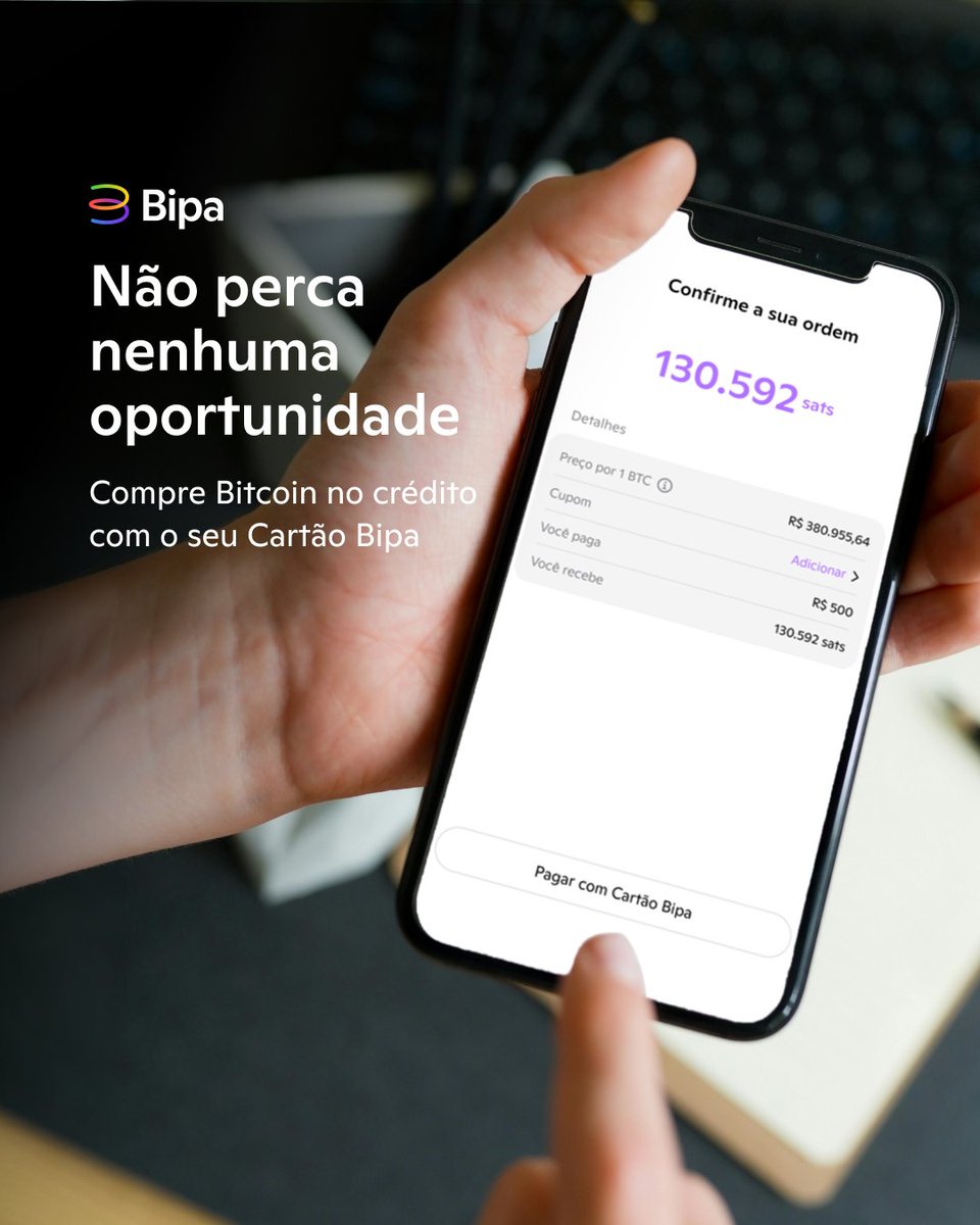 Bitcoin caiu mais e você já comprou tudo o que tinha em caixa? 

Sem problema!

Só comprar Bitcoin no crédito com o Cartão Bipa 😉

Crie seu cartão e aproveite essa nova funcionalidade!