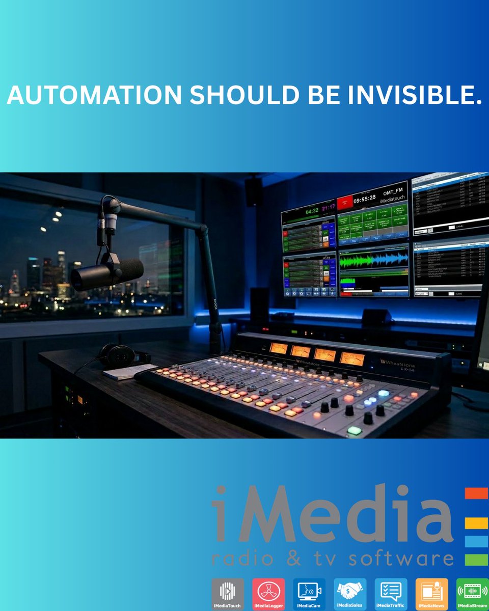 iMediasoftware's tweet image. Great broadcast automation should be invisible.

If listeners notice it… something probably went wrong.

That’s why systems like iMediaTouch exist.

#BroadcastTech #RadioAutomation #iMediaSoftware