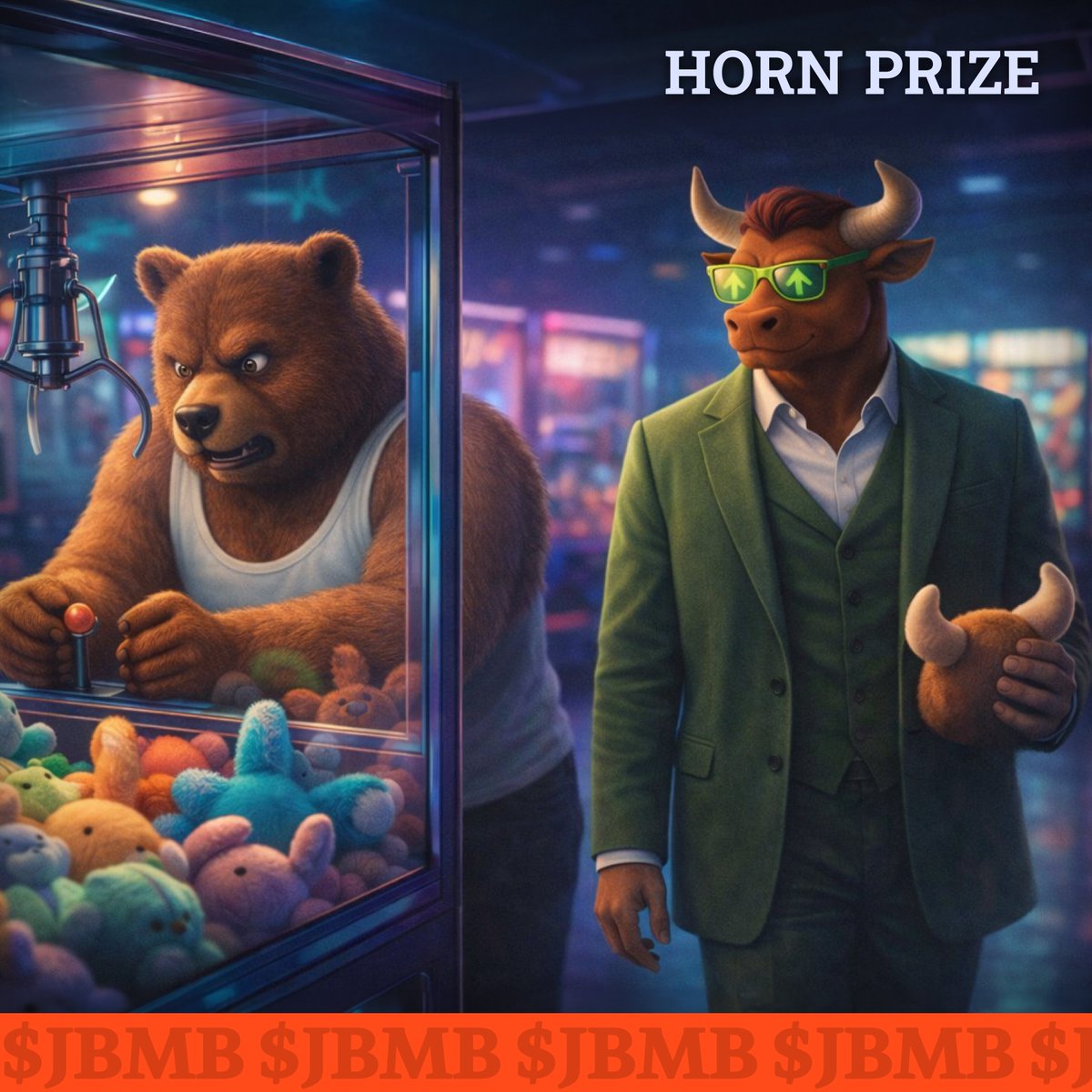 🕹️ Bear is wrestling the claw. 

Bull is already walking out with the horn plush. $JBMB