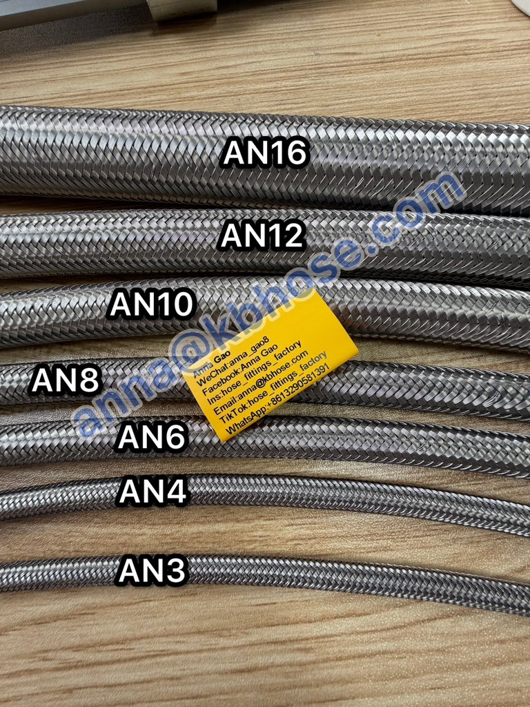 AN3–AN16 stainless steel braided PTFE hoses, multiple sizes available.

Factory manufactured, direct supply. Wholesale only.