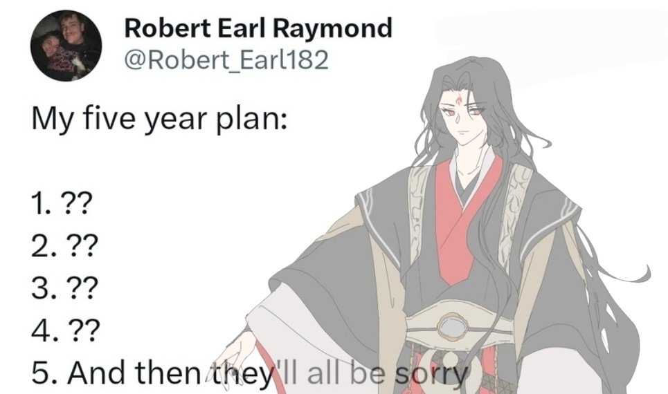 binghe when he was stuck in the abyss (except he locked in so hard he crawled out in 3 years anyways)