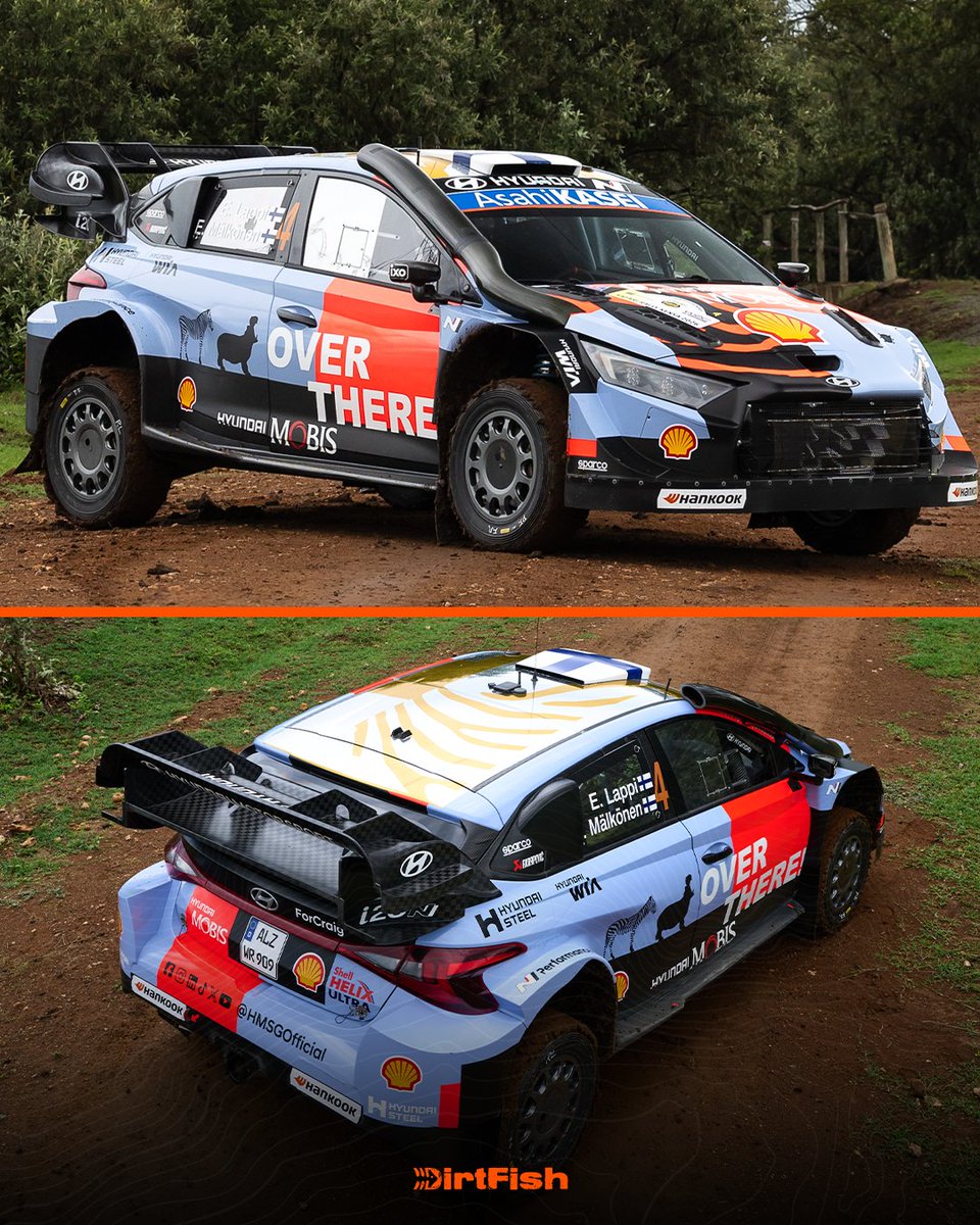 Hyundai has updated its livery for Safari Rally Kenya 🎨🇰🇪

A zebra 🦓 and hippo 🦛 feature on one side, with a giraffe 🦒 and elephant 🐘 on the other
