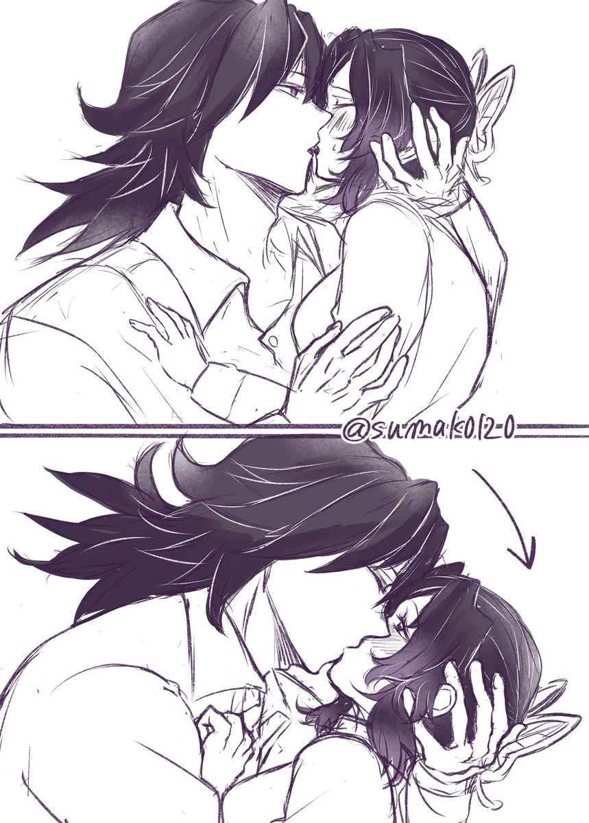 朝のrkgk続き……
💋の練習も兼ねて　#ぎゆしの