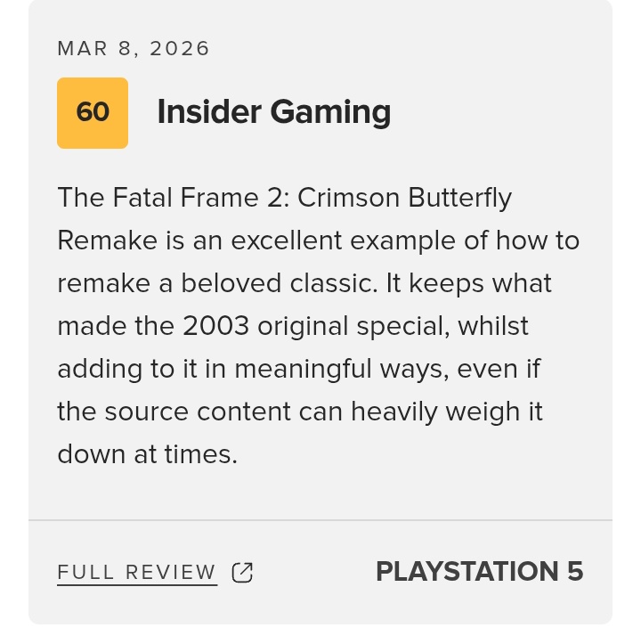 "excellent example of how to remake a classic whilst adding to it in meaningful ways" *6/10*