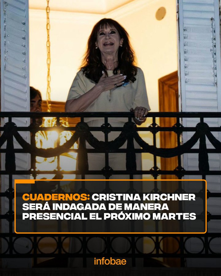 Cristina será indagada por la causa Cuadernos de manera presencial. Va a tener que ser trasladada como una delincuente. Como se merece.