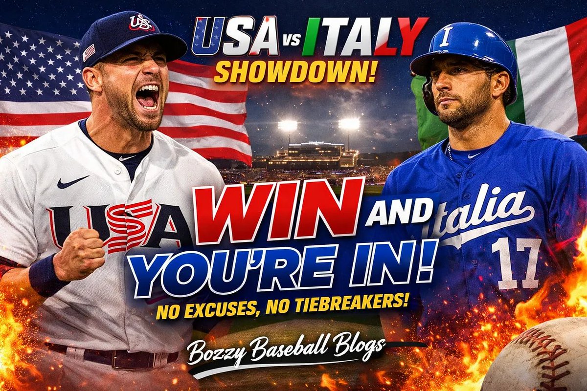 ChrisBzozowski's tweet photo. Get up-to-date with the WBC &amp; Team USA ... Win Tonight vs Italy and You Are In! Lose and Possibly Face 3-Way Tie Scenario... Stay ahead of the Curve with Bozzy Baseball Blogs! #Bozball

🔗Link in the replies! https://t.co/z38DLcnyFz