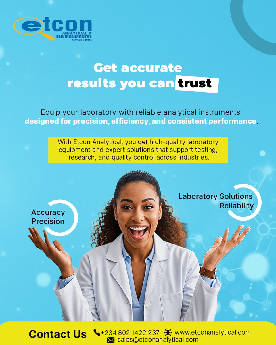 Accuracy matters. And with the right laboratory equipment, precision becomes the standard.
At Etcon Analytical, we provide reliable analytical instruments and expert solutions that support testing, research, and quality control across industries. 
Contact us today to get started