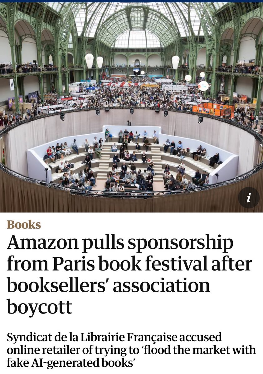 Booksellers organised. Amazon backed down. 

After a boycott by France’s booksellers’ association, Amazon has withdrawn its sponsorship from the Paris Book Festival.

#MakeAmazonPay