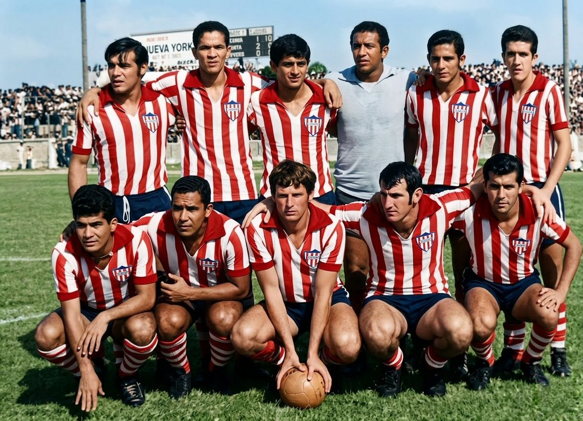 📸 Junior-1971. De pies: Eliseo Álvarez, Hermenegildo Segrera, Pedro Vásquez, Heriberto Solís, “Toto” Rubio y Efraín Castillo; agachados: Othon DaCunha, Arturo Segovia, Andrés Salazar, Armando Miranda y Alfredo Solano. En esa fila estaba Eliseo Álvarez, quien fue mundialista con