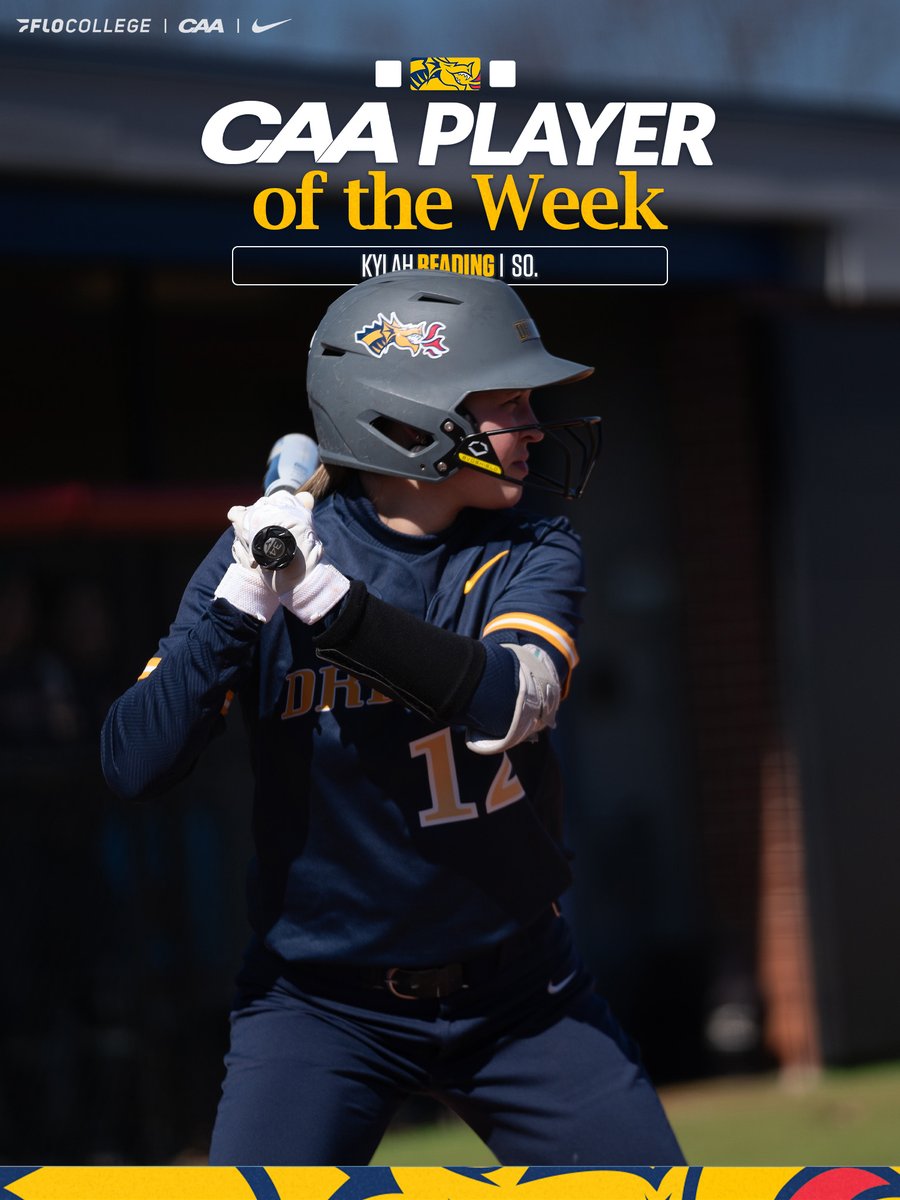 DrexelSoftball's tweet photo. CAA Player of the Week x2 🏆

Kylah Reading earns conference honors for the second time this season after driving in 10 runs and hitting two home runs over the weekend!! https://t.co/FukkcAdGV6