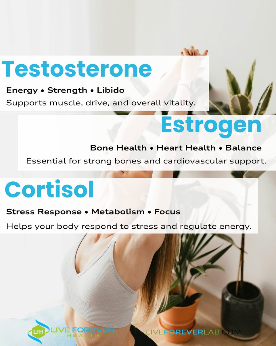 Live4EverHealth's tweet image. Hormones control your energy, mood, metabolism, and strength.

Understanding them is the first step to optimizing your body.

📌 Book a personalized consultation today.
🔗 LiveForeverLab.com

#LiveForeverHealth #HormoneHealth #OptimizeYourLife #ProactiveHealth