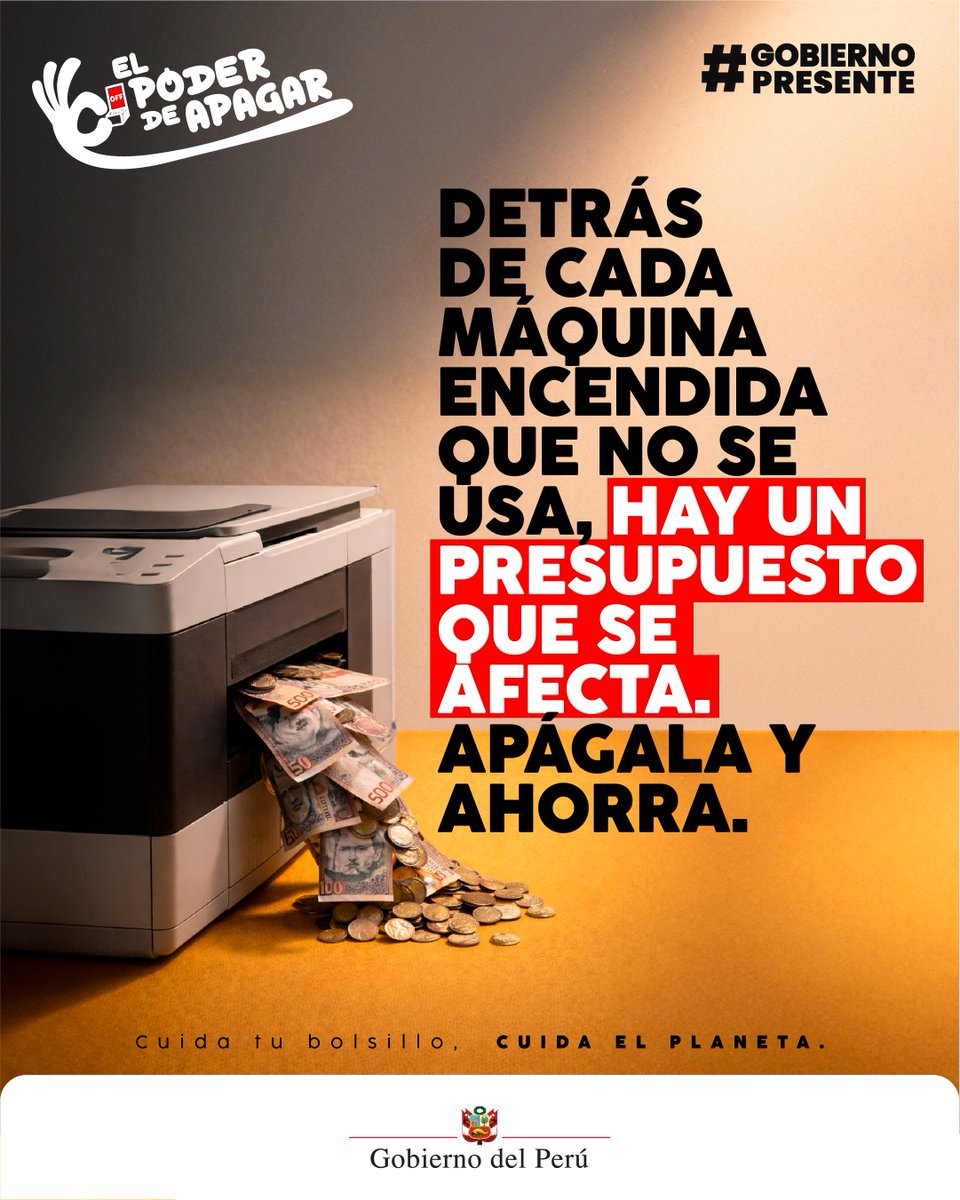 MinamPeru's tweet photo. Por cada 💻 máquina encendida que no usas, hay un 💰 presupuesto que se ve afectado.
No dejes equipos encendidos innecesariamente. 🔌 Desconecta y optimiza los recursos ⚡.
¡#ElPoderDeApagar lo tienes tú! 💡
#GobiernoPresente 🇵🇪 https://t.co/xIBq9IJgx0