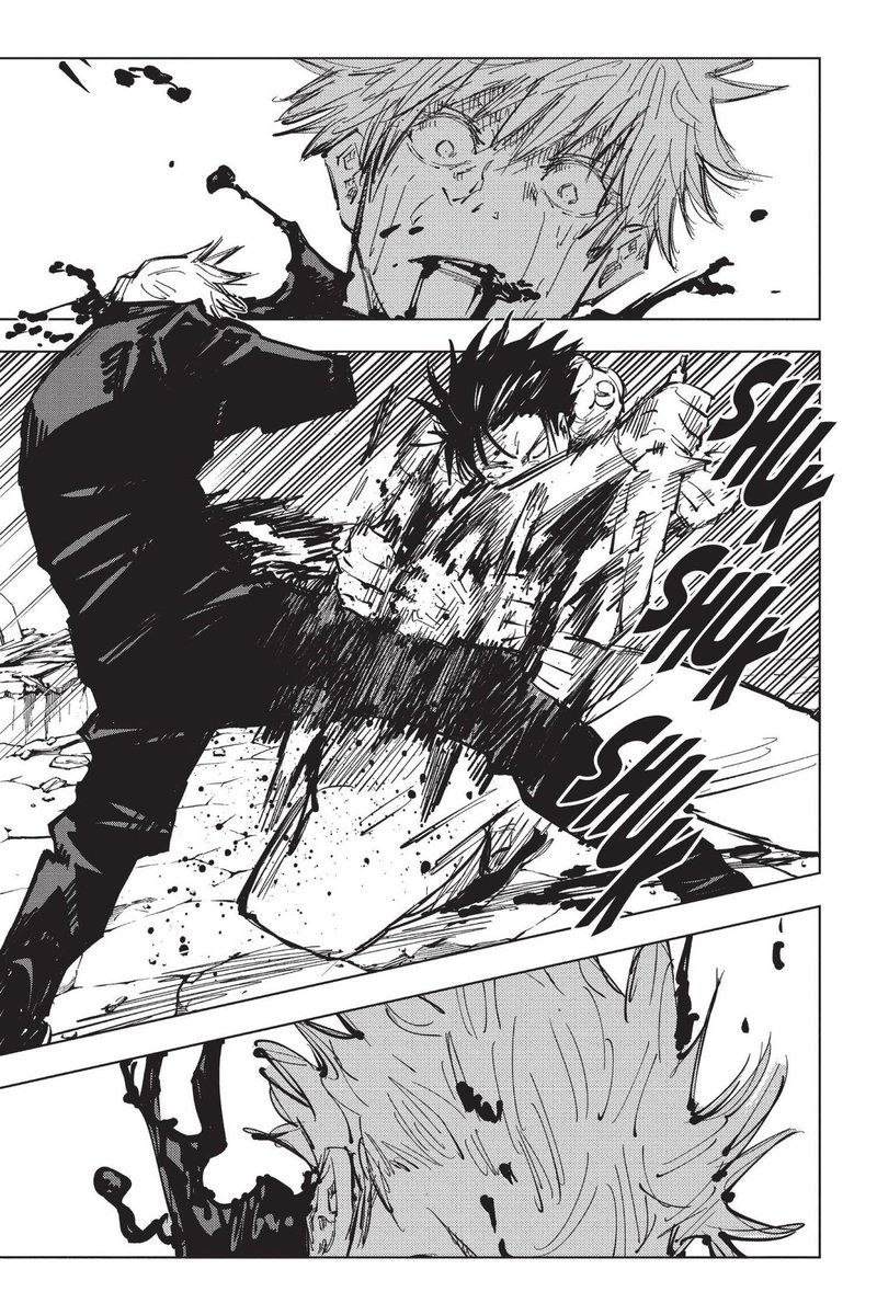 GroundedBears's tweet photo. Gojo getting brutalized is way worse in the manga with how it’s really drawn with emphasis that he’s in pure shock (&amp; fear) https://t.co/bVhXc0BxxI
