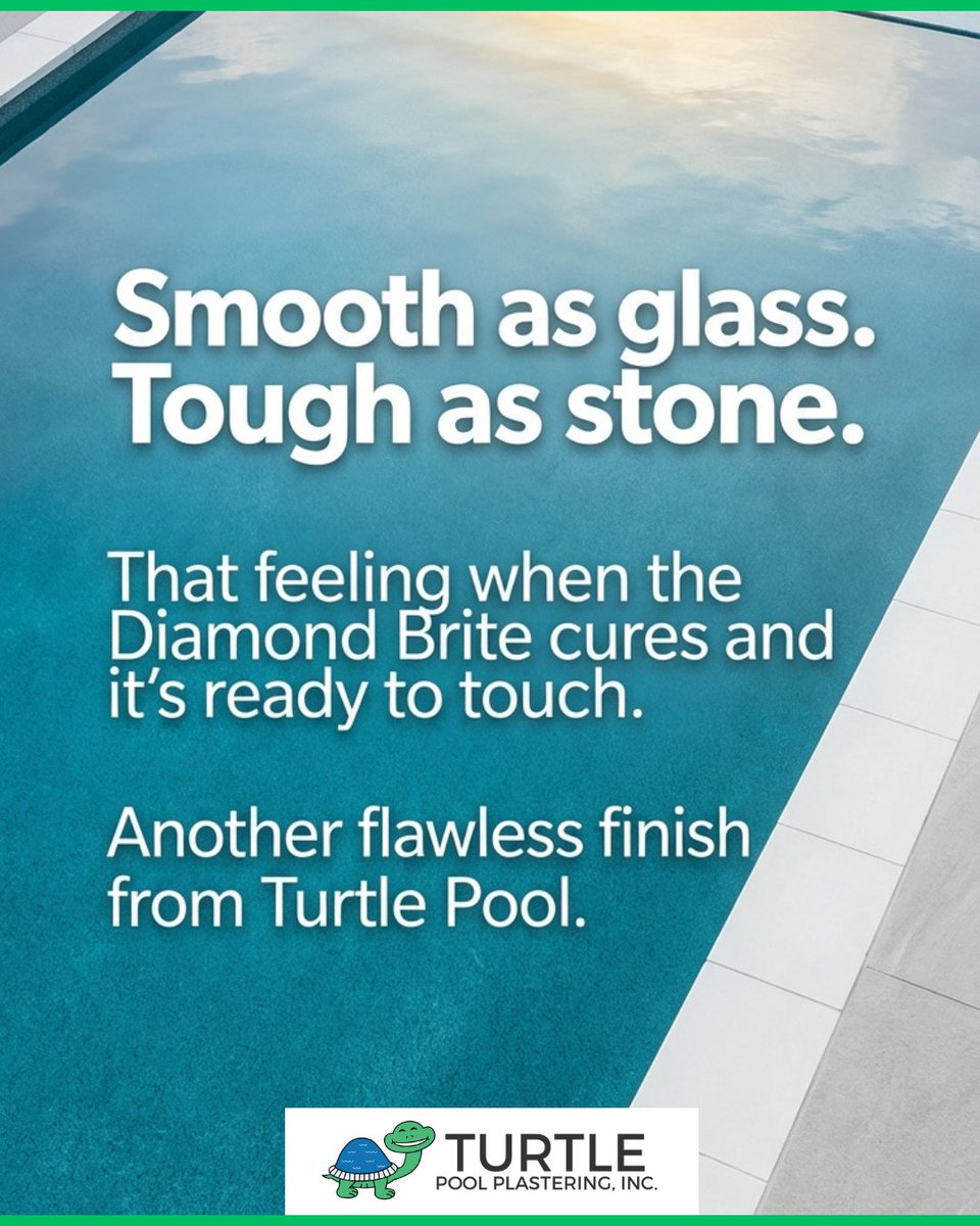 TurtlePoolzZ's tweet image. Smooth as glass. Tough as stone.

That feeling when the Diamond Brite cures and it's ready to touch. Another flawless finish from Turtle Pool.
Let's talk.

turtlepoolplasteringinc.com

#TurtlePool #DiamondBrite #PoolFinish #PoolRemodel #SmoothFinish #BackyardOasis #PoolContractor