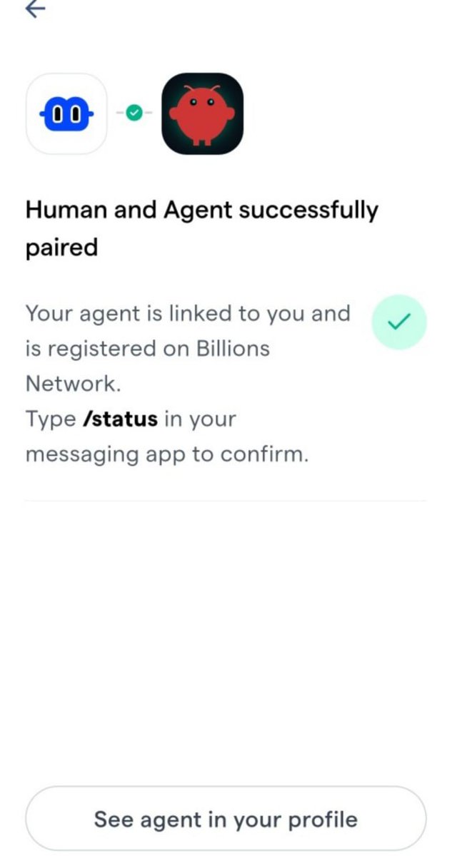 BTCSilent's tweet photo. Billions Network: Create a Verified Agent Identity (FREE)!
#BillionsNetwork launched a feature that lets your AI agent get its own “Digital Passport” (DID) and link it to your human profile on #Billions 

It will play a huge role for the $BILL airdrop ! 🪂

✅ Here’s a simple guide:

1. Go to: https://t.co/oibbylu4sX and connect your wallet

And if you already have, follow these steps:

2. Copy-paste and run these commands one by one:

Command 1: npx clawhub@latest install verified-agent-identity

Command 2: cd skills/verified-agent-identity/scripts
npm install

Command 3: node createNewEthereumIdentity.js

This creates the agent's Ethereum DID passport. Save the keys securely.

Command 4: node manualLinkHumanToAgent.js --challenge '{"name":"My Agent","description":"My personal AI agent"}'

This will generate a verification link. Copy and open that link in your browser, connect your wallet and sign.

Note: If you’re on Windows PowerShell and the last command gives an error, run this instead: node manualLinkHumanToAgent.js --challenge "{\"name\":\"My Agent\",\"description\":\"My personal AI agent\"}"

😊👍 all done! Your AI agent now has its own passport (DID) and is linked to your human profile.
#BILL is coming! 😎👌🔥