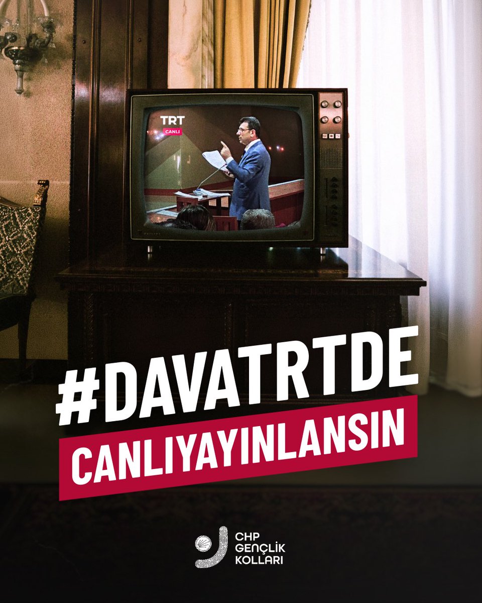 İddialarınıza güveniyorsanız korkmayın, biz Cumhurbaşkanı Adayımız Ekrem İmamoğlu’na ve yol arkadaşlarına güveniyoruz.

#DavaTRTdeCanlıYayınlansın