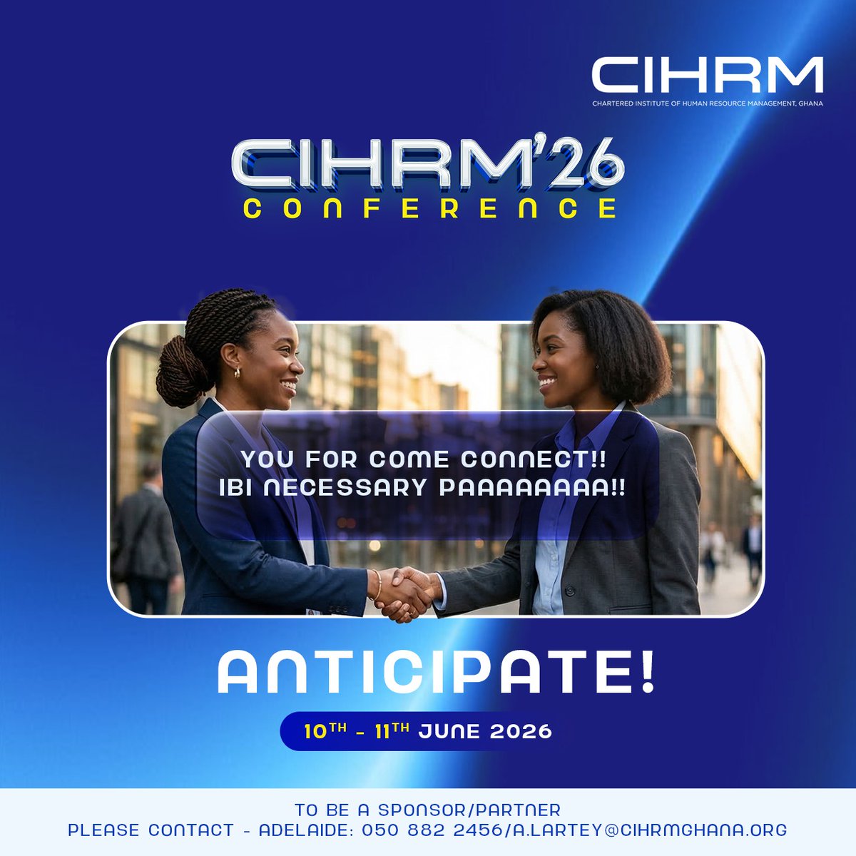 Beyond the learnings &amp; insights, there’s one thing you can't miss; the CONNECTIONS.

How are you even in HR if you don’t have colleagues
you can call to bounce ideas off?

U for come connect! It's non negotiable !!

10th – 11th June.

CIHRM'26

Anticipate 👌👌👌