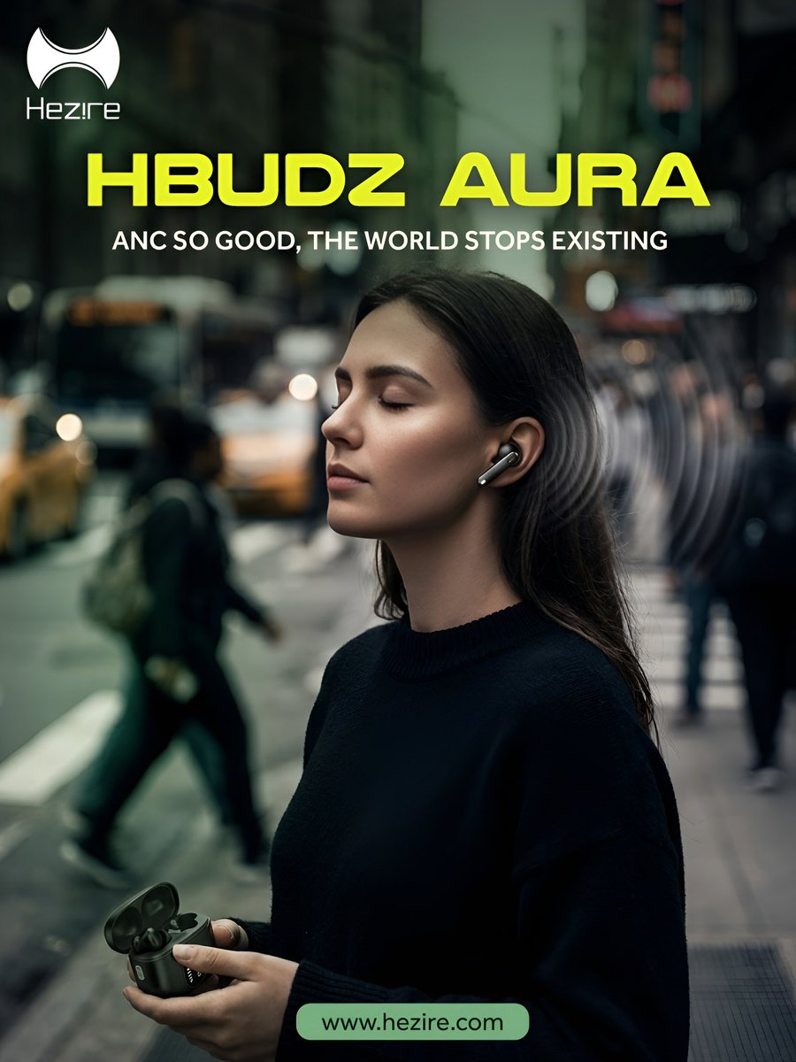 HezireTech's tweet photo. Powered by Hybrid ANC + ENC, HBudz Aura cuts through street noise, crowd chatter, and everything in between so your audio stays clean, clear, and completely yours. https://t.co/XfEKweXN1o