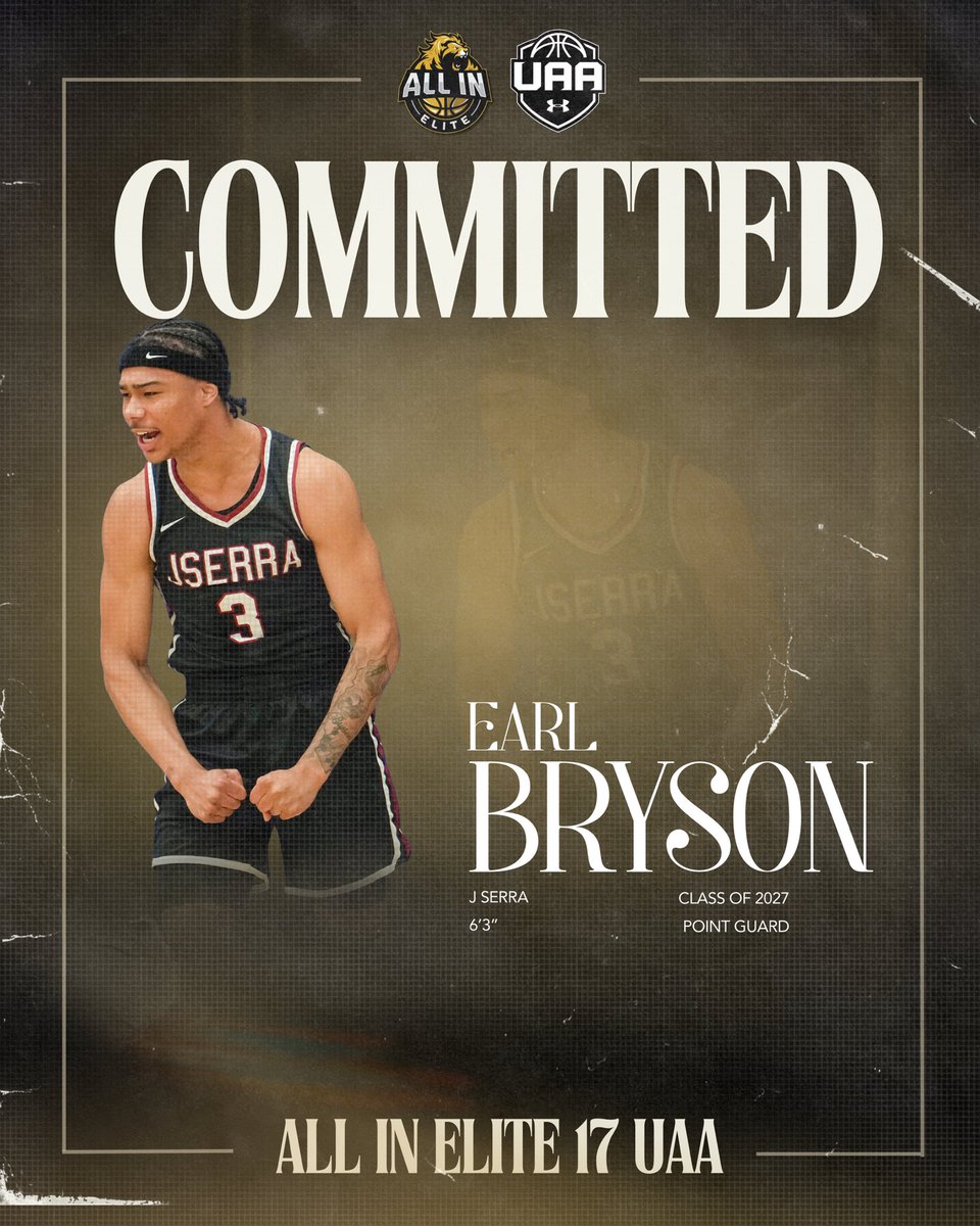 allineliteua's tweet photo. Blessed to welcome 2027 pg Earl Bryson J Serra to All in Elite Under Armour Family.  Earl plays with a chip on his shoulder, brings tremendous toughness/poise to the team and is an explosive athlete.Reminds me of @allineliteua alumnus Barrington Hargress.  One of top pgs in West. https://t.co/mcrCeQ2vd7