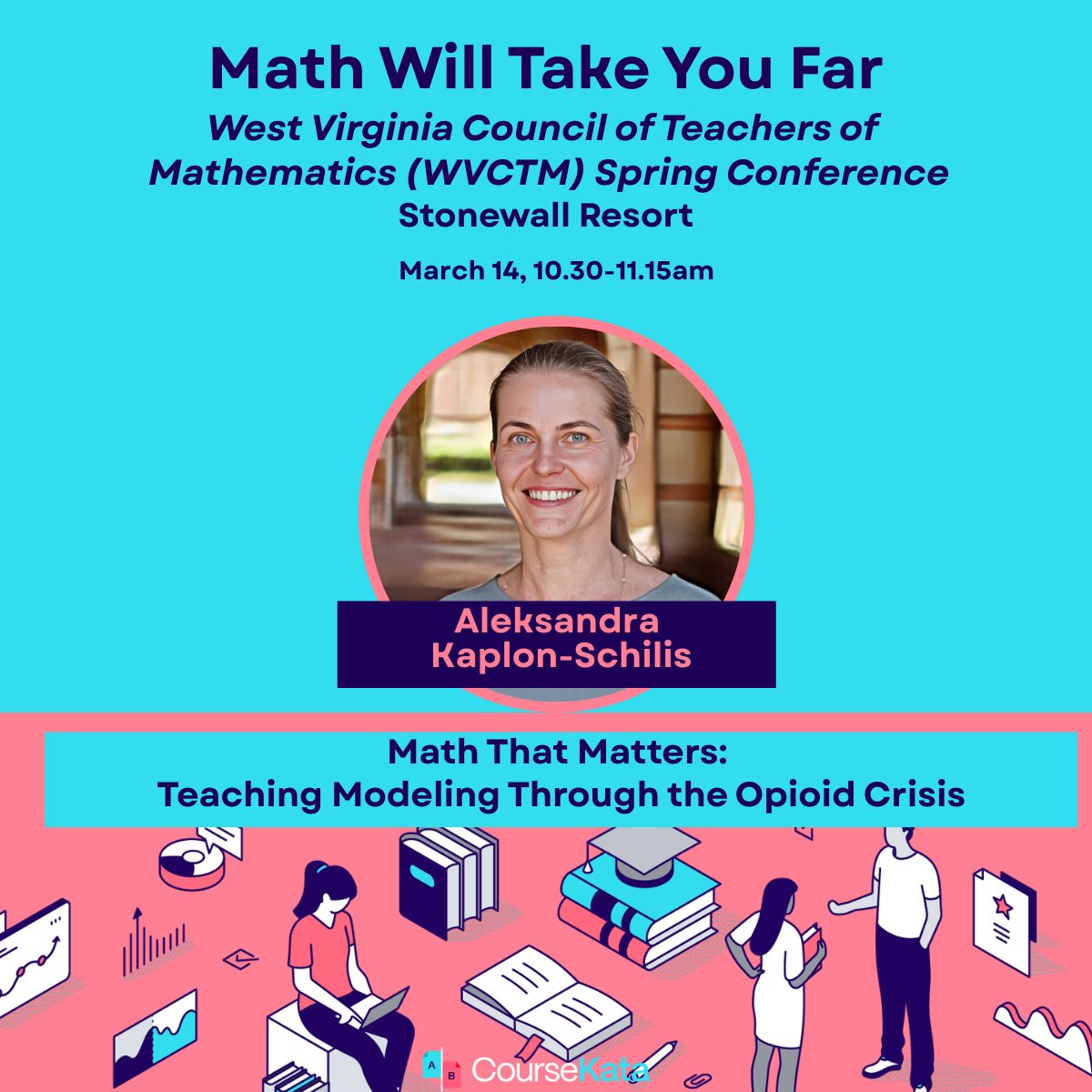 CourseKata's tweet photo. Conference Spotlight: CourseKata at WVCTM 2026!

Explore real opioid data to teach modeling, visualize patterns, &amp; connect math to the real world. Hands-on, beginner-friendly — no coding needed. 💡📊 
#MathEd #DataScienceInClass https://t.co/AUYZZp6sbH