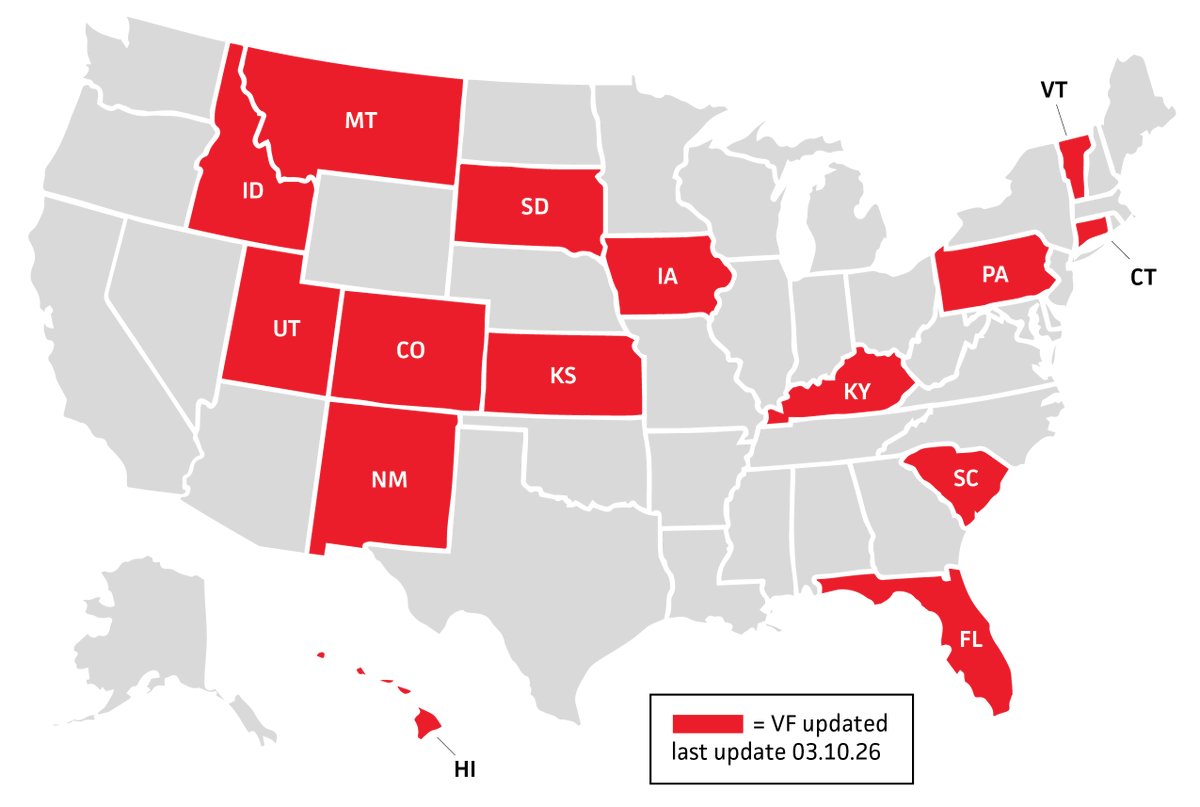 TheDataTrust's tweet photo. Update: In the past 2 weeks, we have new voter file data for these states: CO, CT, FL, HI, IA, ID, KS, KY, MT, NM, PA, SC, SD, UT &amp; VT. https://t.co/YTqAXVdVMY https://t.co/pAbB7SrGDN