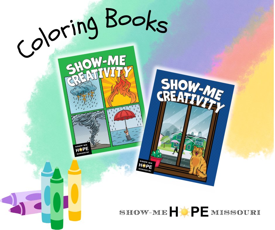 Did you know coloring is good for you?! Coloring promotes mindfulness, relieves stress, and helps us to embrace the imperfections of life. Show-Me Hope has coloring books designed to do just that. Print the whole book or just a few pages: moshowmehope.org/media-resource…