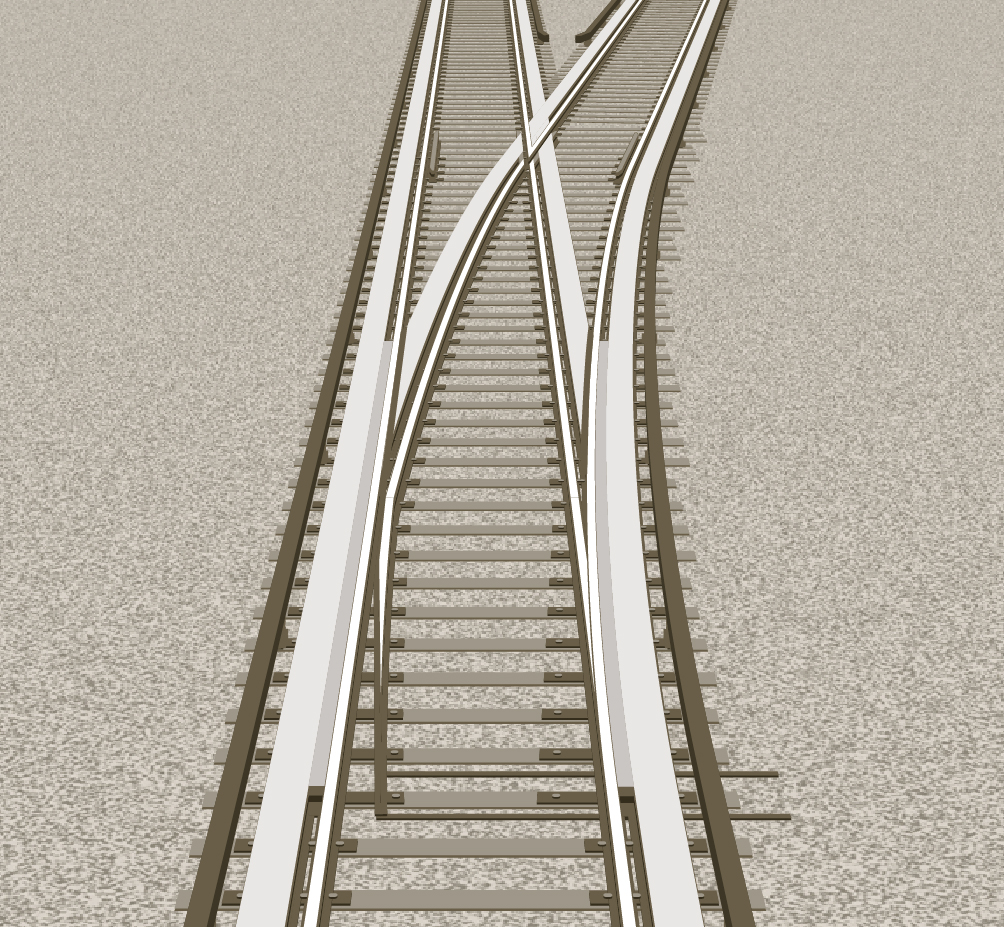 keikei8591's tweet photo. パリメトロのうち、ゴムタイヤ式路線の分岐器。従来の鉄車輪・鉄レールも併用しており、荷重を支えるのと加減速はゴムタイヤ、分岐での進路制御は鉄車輪が担います。タイヤがパンクしても鉄車輪で走行可能。
#分岐器 #パリメトロ #paris #railswitch https://t.co/FoqPKAdDAr