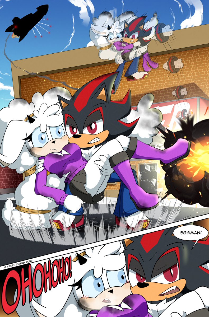 Coffee pages 12.5 and 13
An uninvited interloper makes himself obvious after interrupting Shadow and Lanolin’s excursion. 
#ShadowTheHedgehog #Lanolinthesheep