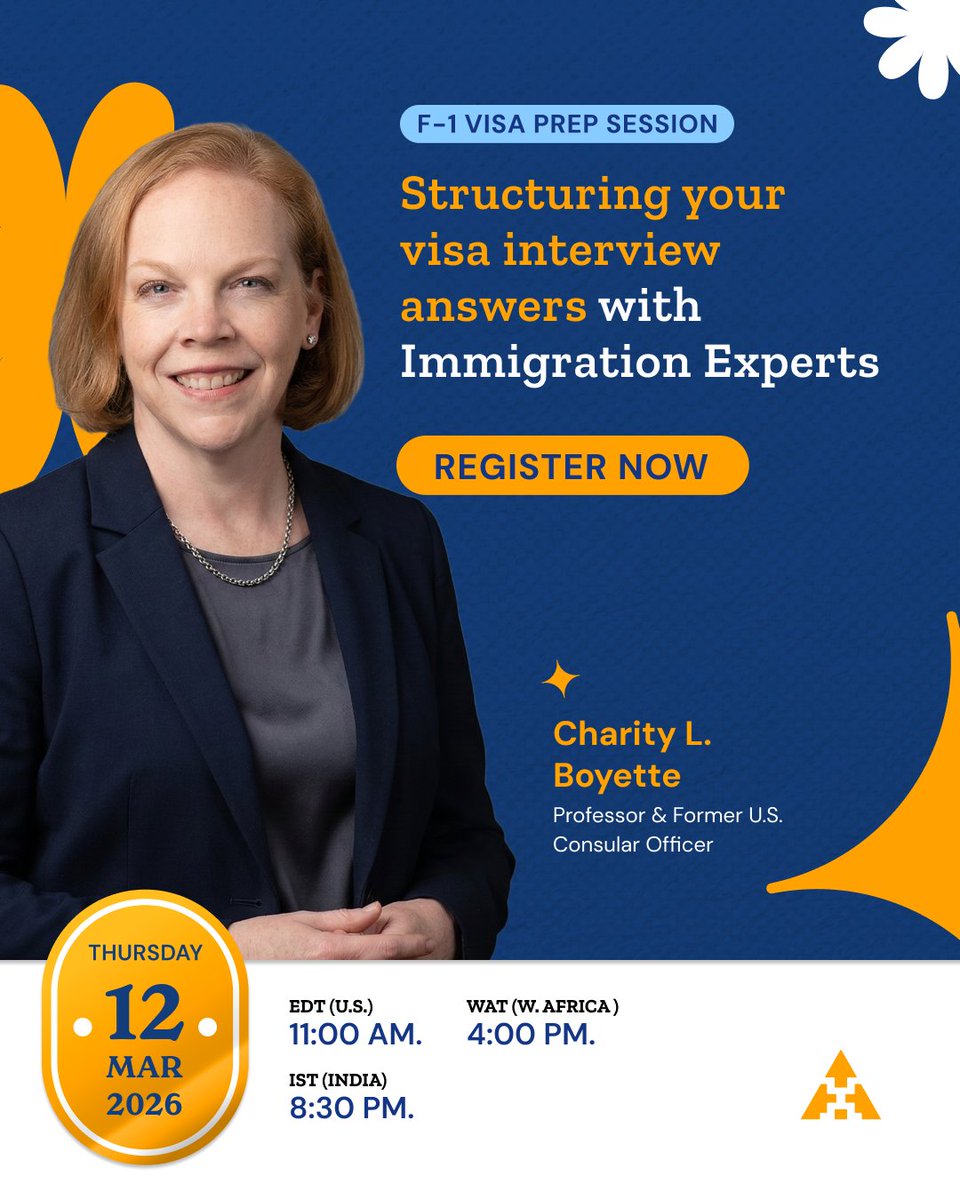 MPOWERfinancing's tweet image. Nervous about your F-1 visa interview? ✈️

Get insights from someone who knows exactly what visa officers look for during interviews.

🗓 March 12, 2026
⏰ 11:00 AM EDT

📍 Register now: mpw-me.com/F1VisaPrep

#F1VisaPrep #StudentVisaTips #MPOWERFinancing