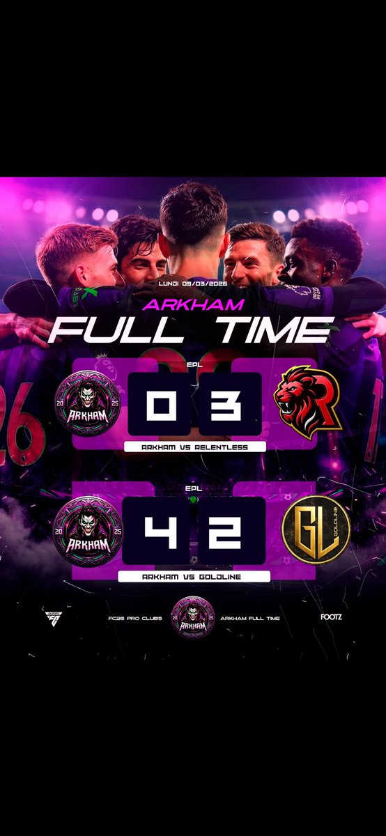 ArkhamCityClub's tweet photo. Résultas de notre équipe : 
Session du lundi 9 mars 2026 

Gg à nos adversaires 

@Relentless_CP 
@MSImperatore 
@GoldLineSP 
@ANTNesport https://t.co/r0A7e1OxLp