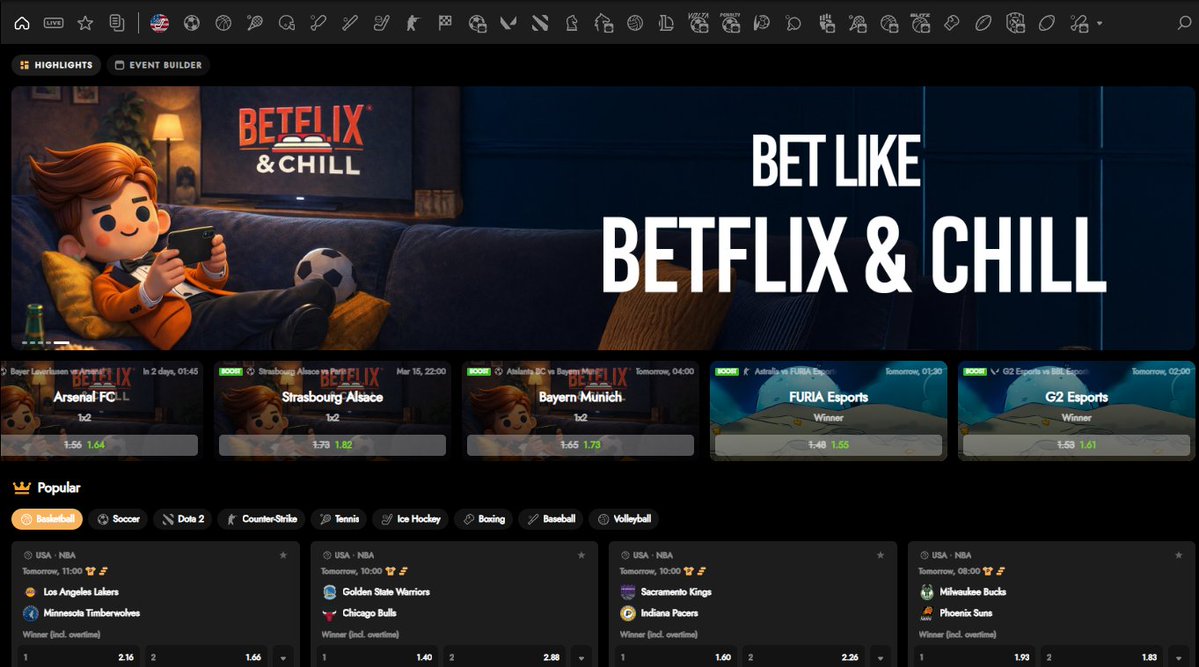 You click the Sports button and see this Boosted odds;

It's a good day to be lucky 🏆