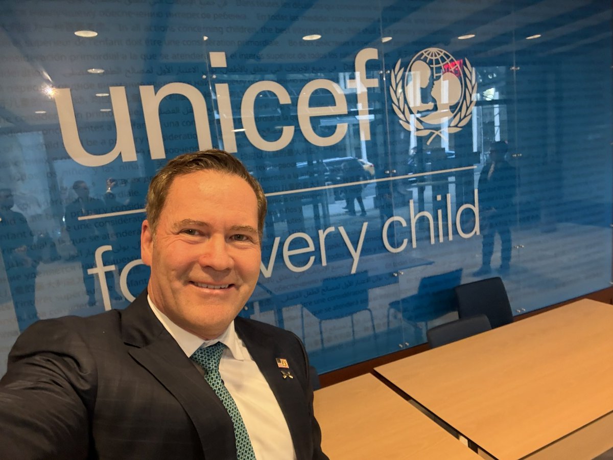 USAmbUN's tweet photo. Good discussion with UNICEF leadership on ending redundancies, cutting HQ staff, and getting back to the basics of feeding and caring for children. https://t.co/nrQuL9JSHR
